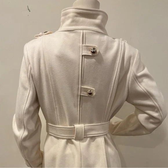 Guess Wool Blend Asymmetrical Cream Colored Wrap Coat, Size XL - Picture 11 of 16